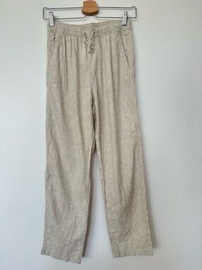 H&M Linen Blend Pants Kids 11-12Y Beige Elastic Waist Summer